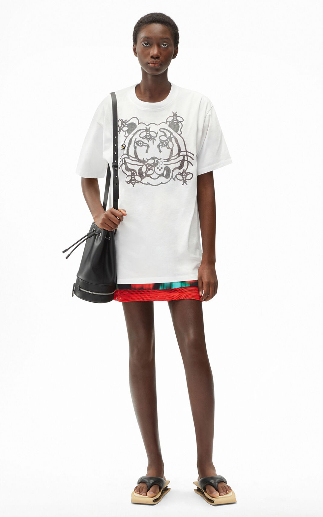 Camiseta Kenzo Bee a Tiger oversize Feminino - Branco | 326HUIRKC